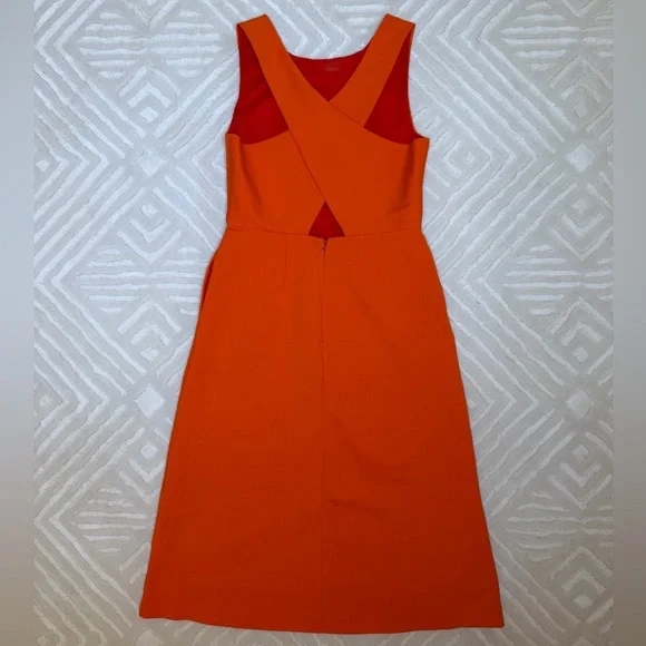 Banana Republic Vibrant Coral/Orange Cross Back Design Midi Dress - Picture 9 of 14